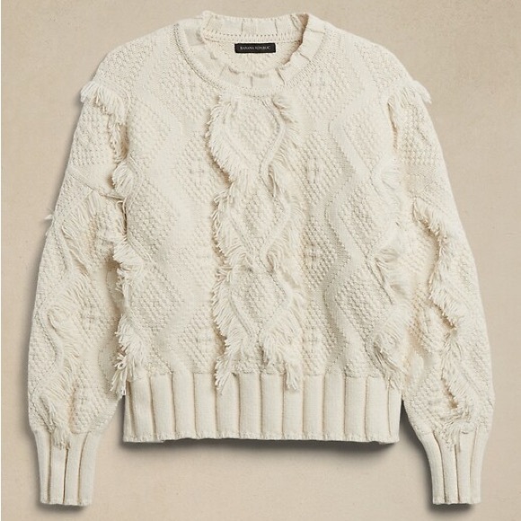 Banana Republic Sweaters - Banana Republic Cream Noxie Fringe Sweater